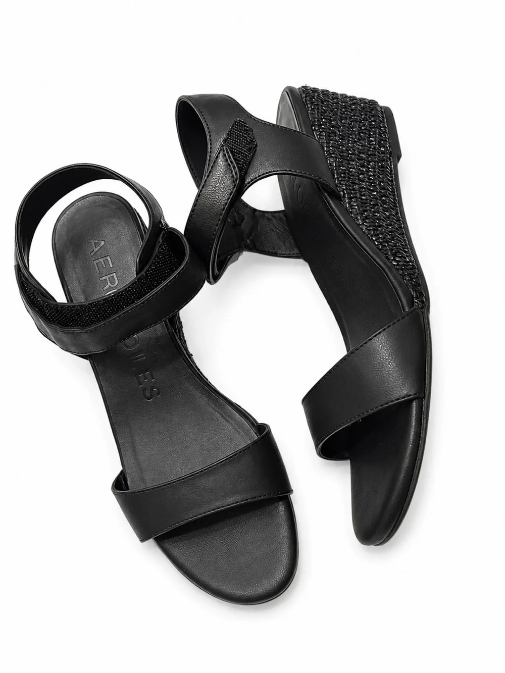 Aerosoles Espadrille Wedge Sandals  Women’s Size 9 Black Comfort Slingback NWT